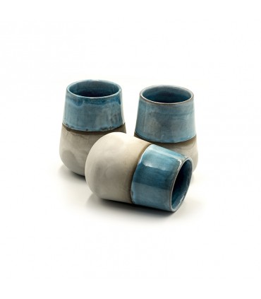 Turquoise wheel thrown simple ceramic cups