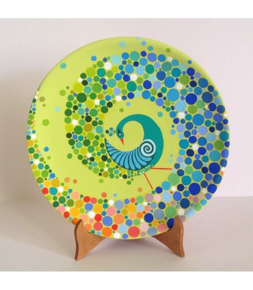 Handmade mandalar plate with peacock motif