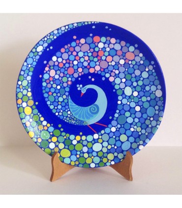 Handmade plate multicolored peacock