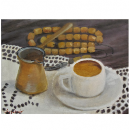 Greek flavor - painting by artist Angeliki - 18x24 cm