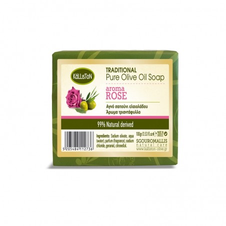 Pure Olive Oil Soap with Rose 100g