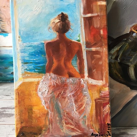 She is full of sea - painting by Angelina - 20x40 cm
