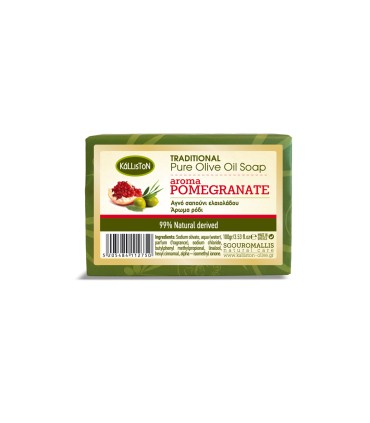 Traditional pure olive oil soap aroma pomegranate - 100 g - Kalliston